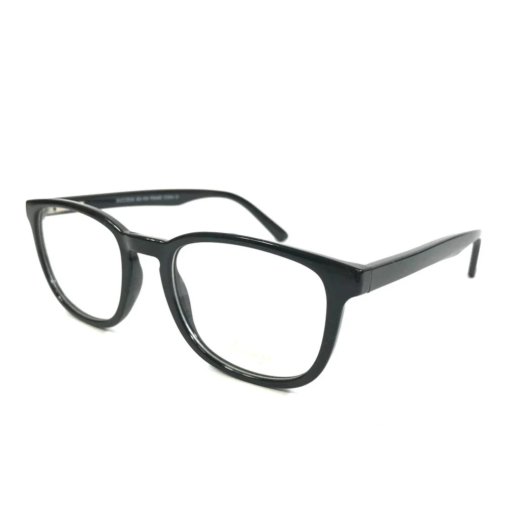 Success Eyeglasses Frames SS-109 BLACK Polished Square Full Rim 50-19-150